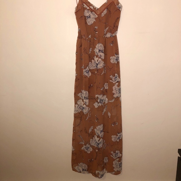 dusty rose floral maxi dress